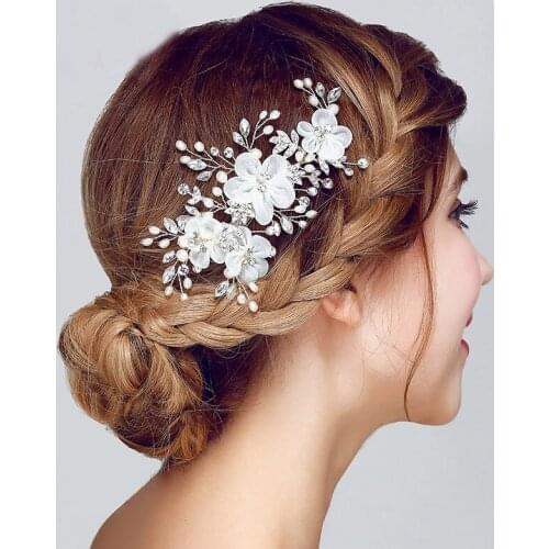 SLBRIDAL Handmade Alloy Crystal Rhinestone Flower Wedding Hair Clip Barrette Bridal Headpiece Hair accessories Women Jewelry