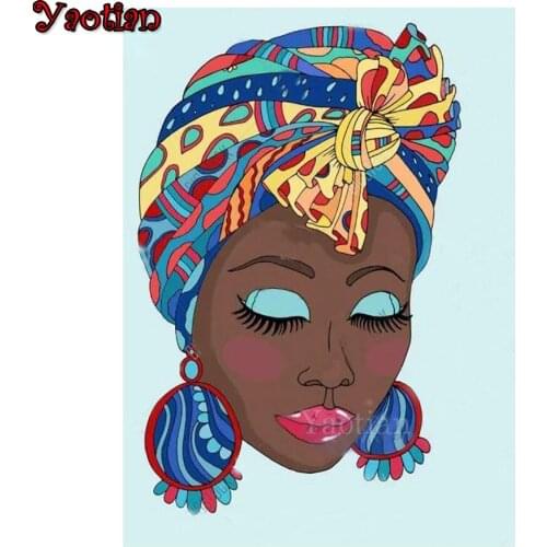 Full Square /Round Diamond Painting Makeup Africa Woman 5D DIY Diamond Embroidery Mosaic Picture Of Rhinestone Home Decor