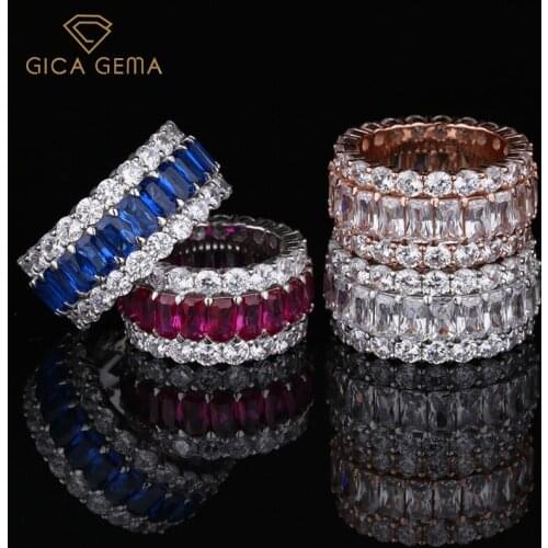 GICA GEMA Women Luxury Created Diamond Rings Real 925 Sterling Silver Zircon Engagement Wedding Fine Jewelry Female Gifts