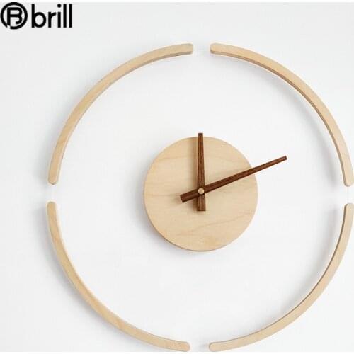 Creative Transparent Wall Clock Wood Clocks Wall Home Decor Silent Living Room Fashion Metal Wall Simple Art Decor Brief Design