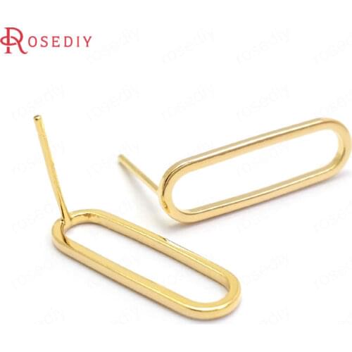 6PCS 6x20MM 7x25MM 24K Gold Color Brass with 925 Sterling Silver Pins Long Oval Shape Stud Earrings Pins Jewelry Making Supplies