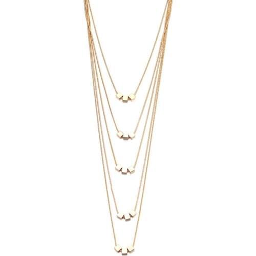 Minimalism Multi Layer Square Charm Necklace Pendants Gold Color Chic Long Necklace for Women Simple Jewelry