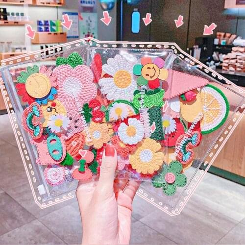 Lovely Cute Knitted Velcro Cartoon Children Girls Hair Accessories Set Korean Style Kids Girls Flower Daisy Headwear Ornament