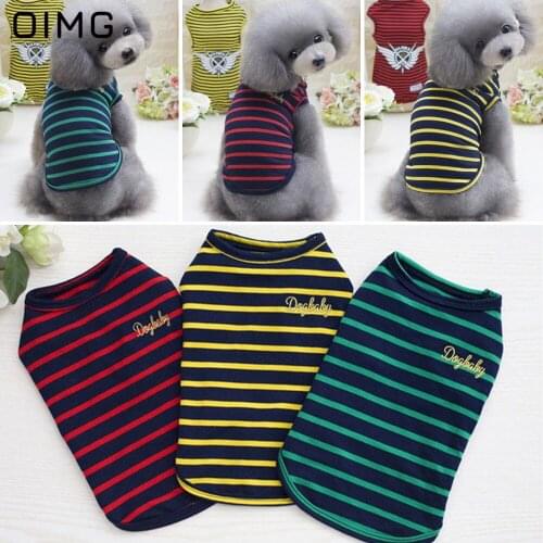 OIMG Small Dogs Clothes Classic Stripes Pet Dog Basic Clothes Puppy Cute Dog Tank Top French Bulldog Spitz Pomeranian Costumes