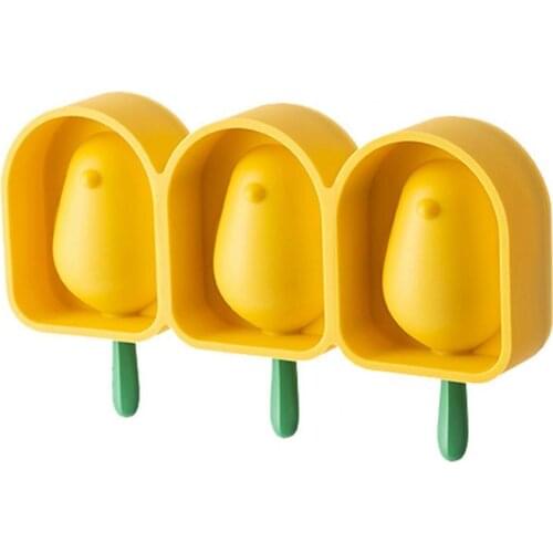 Durable Ice Making Mold Healthy Stable Nice-looking 3 Grids Ice-lolly Mould Jelly Form Making Mould for Home Silicone Ice Mold