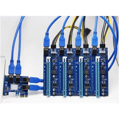 PCI Expansion Card 1 to 4 PCI Slots USB 3.0 Converter Adatper Cables PCIE Riser Cards For Bitcoin Mining Device Adatper H-best