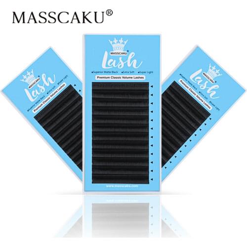 MASSCAKU wholesale price eyelash extensions for salon Soft Thin Tip length 7-20mm eyelash lash supplies