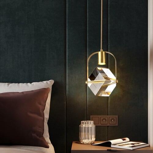 Luxury Crystal Bedroom Bedside Pendant Light Led Chandelier Modern Ding Living Room Study Hanging Light Bar Counter Suspension