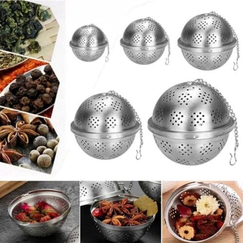 1PCS Stainless Steel Ball Teas Infuser Mesh Filter Strainer with hook Loose Tea Leaf Spice Ball With Rope Chain for Home Kitchen