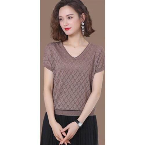 Sweater Tops Women 2021 Ice Silk Knitted Korean Style Jumper Womens V-Neck Batwing Sleeve Pullovers Loose Female Clothes