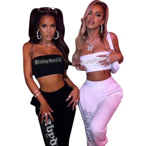 Spring/Autumn sleeveless personality ironed drill letter milk silk vest temperamental commuter pants suit female