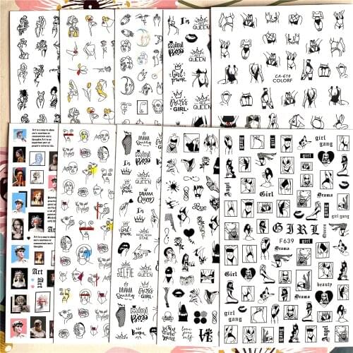 F-637-638-639 CA-614 Girl gang Fashion sexy beauty 3D Back glue Nail decal Nail sticker Nail decoration Nail art Nail ornament