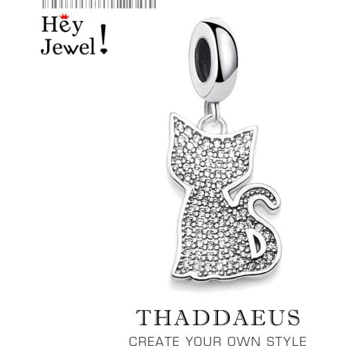 White Little Kitten Cat Charm Women Animal Cute 925 Sterling Silver 2020 New Europe Pendant Fit Bracelet Charm Jewelry Gift