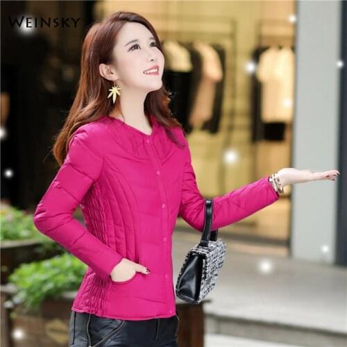 Winter Women Thin Down Jacket White Duck Down Jackets Long Sleeve Warm Slim Coat Parka Female Outwear