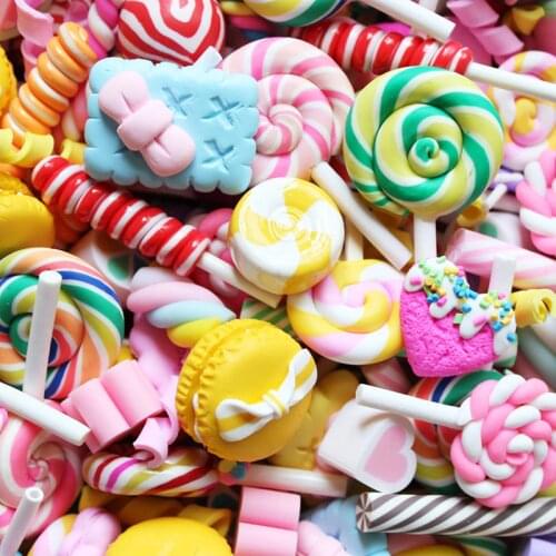 10/30/50/100pcs DIY Random Mix Miniature Resin Candy Chocolate lollipop Gift Ice Sweets Beads Accessories Jewelry Material Toy