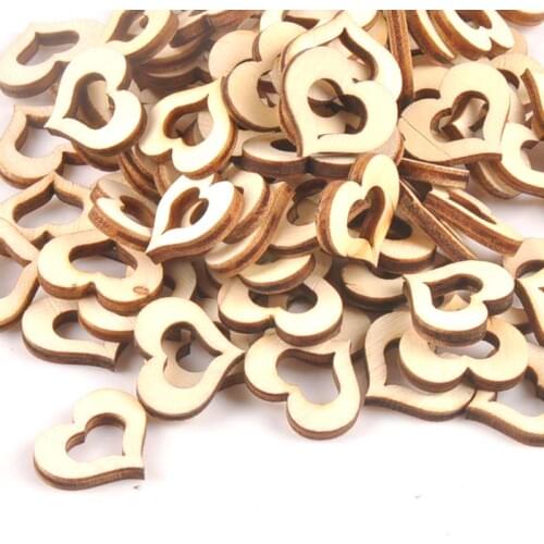 17x20mm 50Pcs Hollow Out Heart Wooden Ornament For DIY Crafts Scrapbook Accessories Handmade Wood Slices Home Decoration m1774