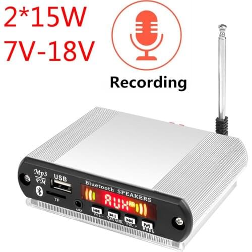2*3W/2*15W Amplifier DIY Bluetooth MP3 Decoder Board Module USB TF FM Radio Module Wireless MP3 Player with Recording Function
