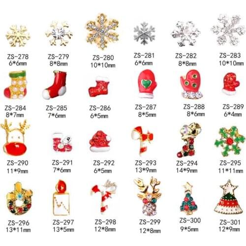 20PCS Multi Colorful Shinning Christmas Pendant Charms Sock Snowflake Santa Claus Bell Elk Shape Jewelry Fingings