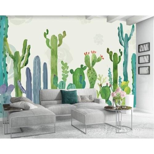 Beibehang Modern childrens room background decoration 3d wallpaper hand-painted cactus photo 3d wallpaper papel pintado pared