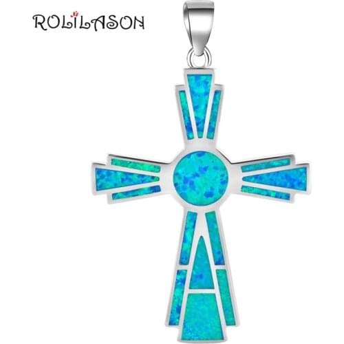 5.46g cross pendant for women new arrival Blue Fire Opal popular Silver Stamped Pendant Fashion jewelry OP524