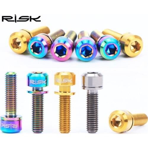 6pcs M5x20mm Ti Titanium road Bicycle Stem Bolt Mountain Bike Ultralight Stem Screw with Washers Gasket bicycle DIY parts