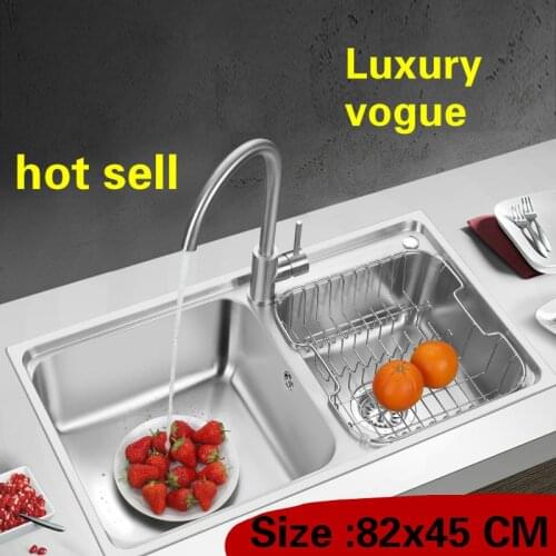 Free shipping Apartment kitchen double groove sink do the dishes 304 stainless steel large hot sell 820x450 MM