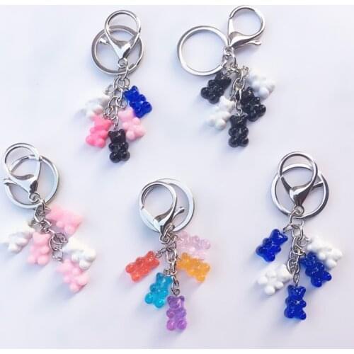 Cartoon Color Candy Bears Keychains Men Harajuku Cute Gummy Bear Key Chains for Women Pendant Keychain Girl Bag Key Ring Jewelry