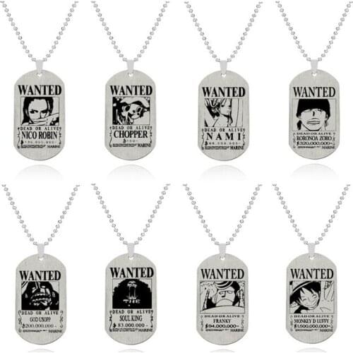 Anime One Piece Necklace Luffy Zoro Robin Chopper Warrant Pendant Necklace Men Women Anime Friendship Collier