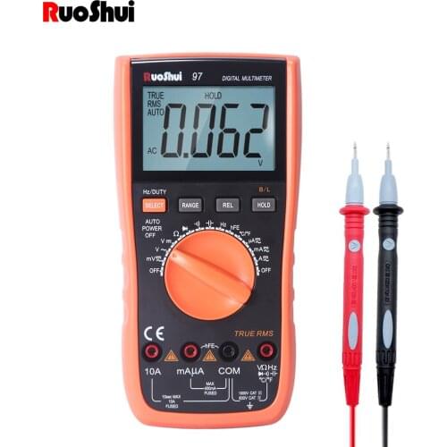 Ruoshui 97 Digital Multimeter 4000 Counts True RMS Volt Amp Meter Auto Ranging Ohmmeter Tester with 3.39-Inch LCD Display
