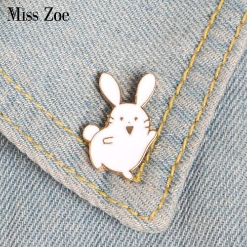 Cuteee Rabbit Cat Enamel Pins Custom Animal Brooches Bag Clothes Lapel Pin Badge White Rabbit Dancing Bunny Jewelry Gift Kids