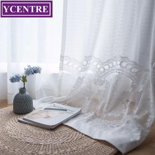 YCENTRE Decorative Semi jacquard Modern Lace Sheer Curtain Tulle Voile Panel Window Curtain for LivingRoom Kitchen Bedroom Door