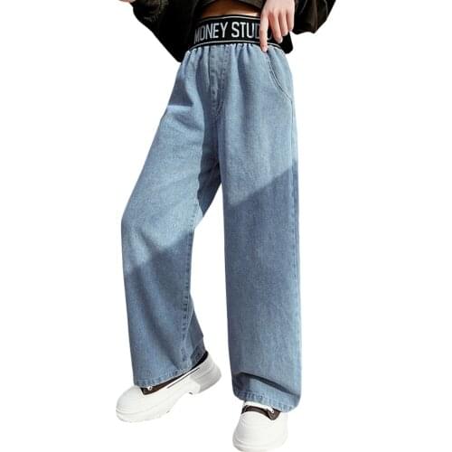 Jeans For Girl Letter Girl Jeans Patchwork Kids Jeans Spring Autumn Childrens Clothing Casual Style