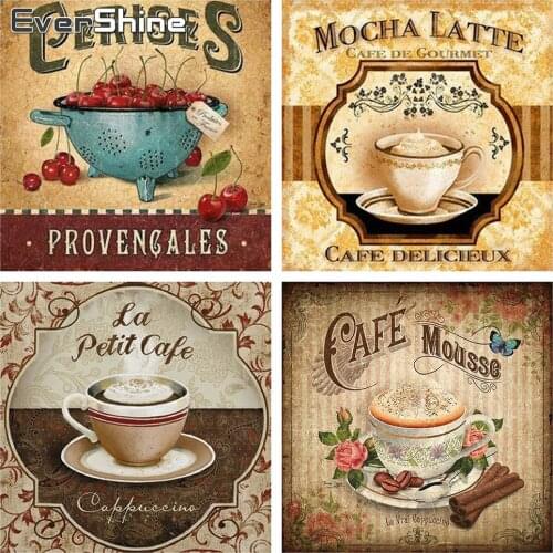 Evershine Diamond Painting Coffee Full Square Diamond Embroidery Coffee Cup Cross Stitch Kit Diamond Mosaic Full Layout Stickers