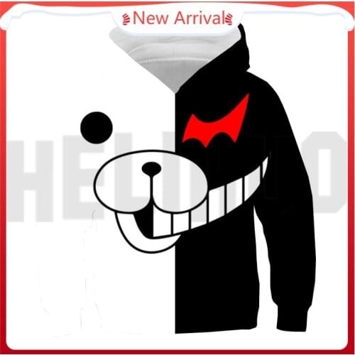 Hip Hop Anime Black and White Bear Hoodie Kids Cosplay 3D Danganronpa Monokuma Sudadera Hombre Streetwear Harajuku Sweatshirts