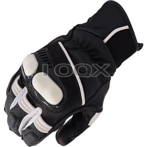 NEW Hyperion Short Leather Motorcycle Gloves Black/White Racing Gloves Genuine Leather Motorbike Gloves