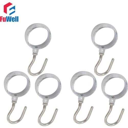 6pcs Pipe Hooks for 32mm Dia. Tube Hanger Kitchen Cabinet Clothes Organizer Holds Coat Waterproof Hook