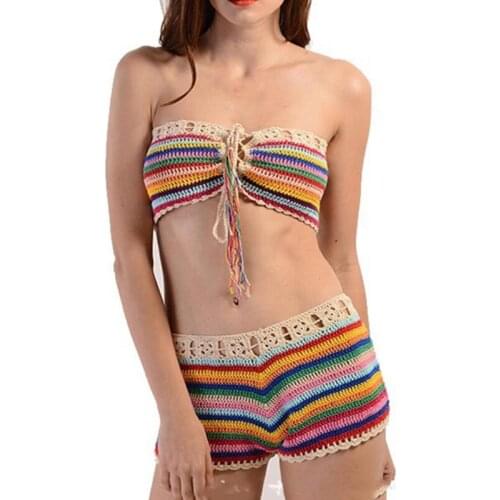 New Hand Hook Bikini Sexy Slim Small Chest Gathered Low Waist Cover Open Split Swimsuit Woman Beach Vacation