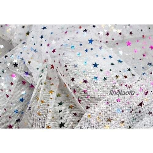 Laser Symphony White Dream Perspective Little Star Mesh Stage Wedding Dress Fabric