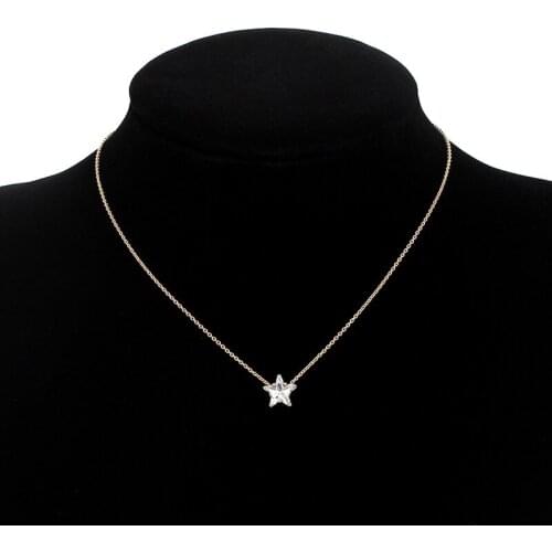 Cute Gold Chain Necklaces for Women Girls Small Heart Star Zircon Necklace Wedding Party Charm Statement Jewelry Beach Gift