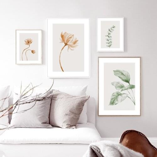 Minimalist Elegant Flower Leaves Canvas Poster Wall Art Picture For Living Room Nordic Home Decoration Canvas Painting
