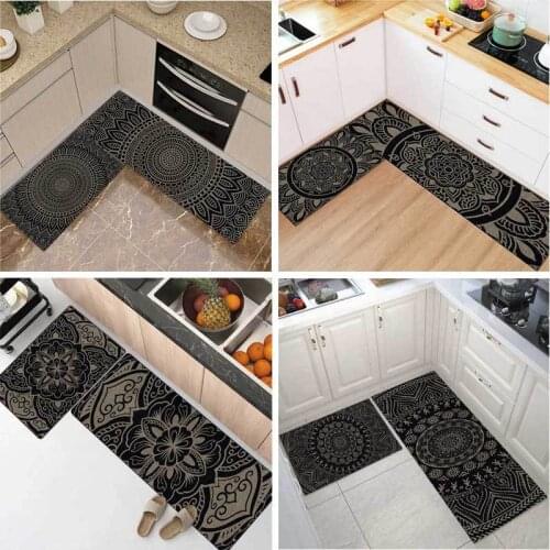 Fashion Modern Minimalist Retro Black Pattern Kitchen Mat Combination Entry Mat Bedroom Long Non-slip Bedside Blanket