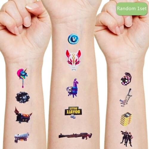 Hot Fortnite Cartoon Tattoo Sticker Random 1 Set Action Character Toy Skin Decoration Children Girl Boy Christmas Birthday Gift