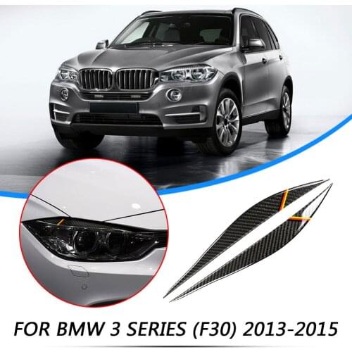1 Pair Carbon Fiber Headlight Eyelid Eyebrow Headlight Trim Eyelids Stickers for BMW F30 3 Series 2013-2015 Accessories