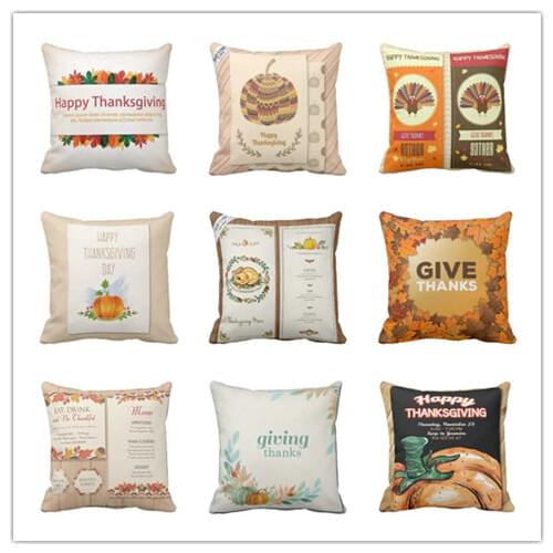 Thanksgiving Day Pillow Case Sofa Waist Spring Throw Cushion Cover Cotton Polyester Home Decor Happy Festival Halloween 5 size