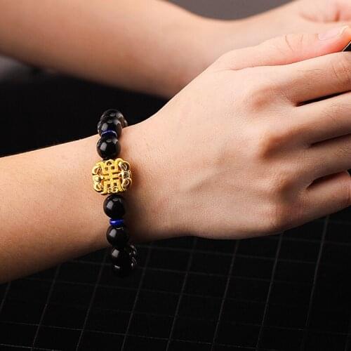 New 24K Yellow Gold Bracelet 999 Gold Bat Weave Chinese knot Bracelet