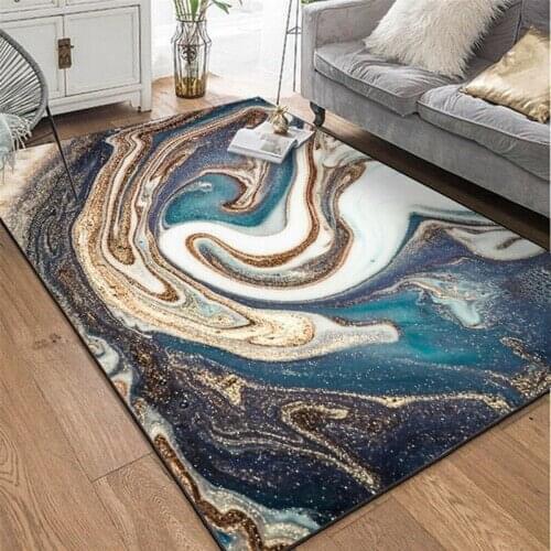 New Living Room Bedroom Carpet Crawling Mat Modern Blue Gold Marble Sofa Cushion Safe Home Non-slip Decorative Products