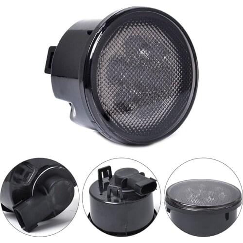 2pcs Front LED Turn Signal Lights Assembly White ring Smoke Lens for 2007 to 2011 2012 2013 2014 2015 2016 2017 Jeep Wrangler JK