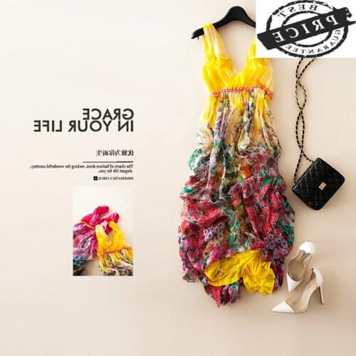 Dress Real Silk Women Summer Boho Vintage Sexy Maxi Vestidos Elegant Ladies Print Beach Party Dresses Ropa Mujer LW2aa3