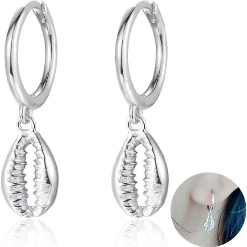 Shell Beach Summer Charm Hoop Earrings 925 Strerling Silver Gold Plated Huggie Earirngs Fashion For Women Men Girls