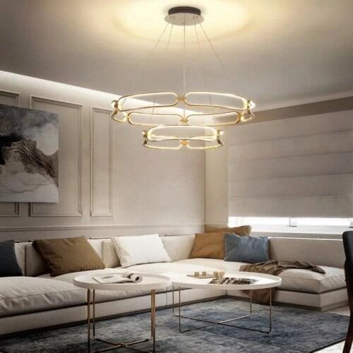 Postmodern minimalist Nordic lamps light luxury living room dining room bedroom model room designer ring Pendant Lights